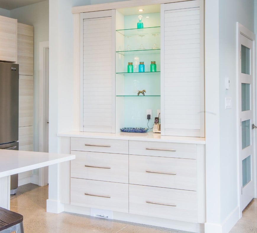 Custom cabinetry in kitchen from North Saanich custom home