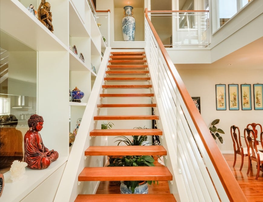 beautiful custom staircase built in Victoria custom home