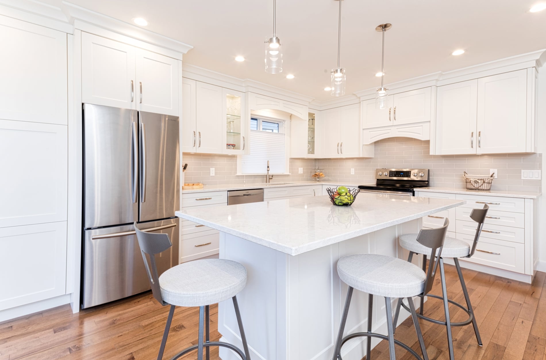 kitchen reno, full view on angle